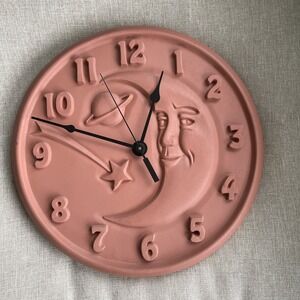 OPUS Terracotta Celestial Southwest Moon Face Shooting Star Planet Wall Clock